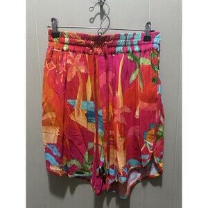 Farm Rio Tropical Floral Resort Palm Trees Shorts Women’s Size Med Colorful Fun